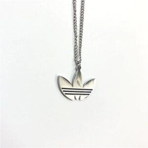 NEW ADIDAS INSPIRED LOGO SILVER PLATED‎ METAL NECKLACE 24" WITH ADJUSTER